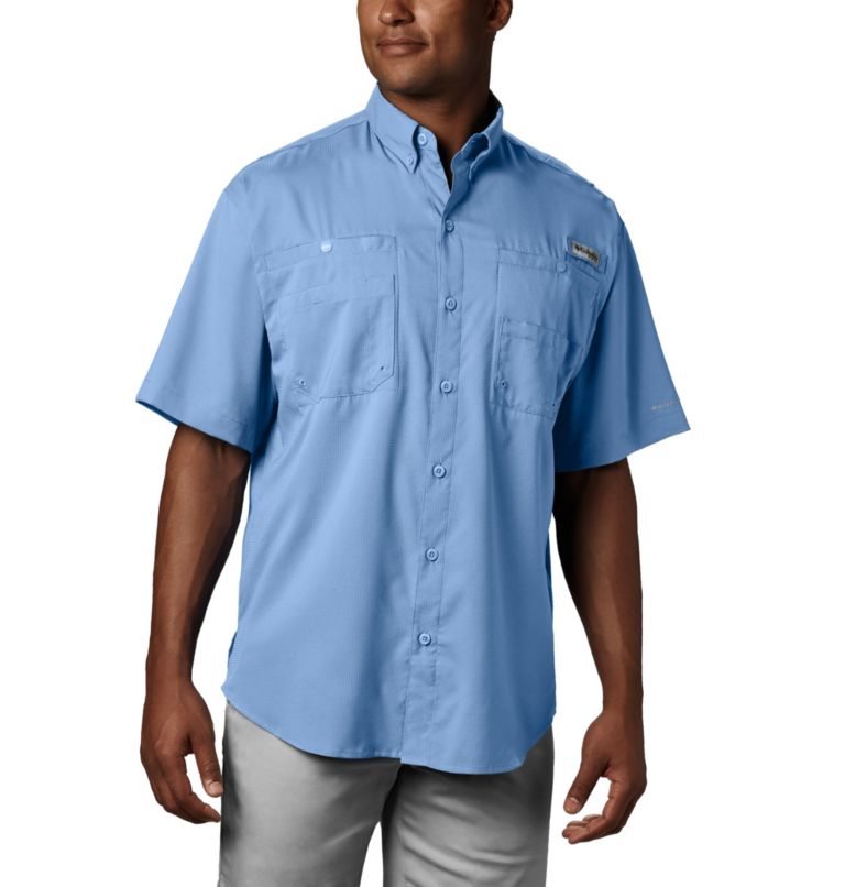 Men\'s Columbia PFG Tamiami II Short Sleeve Shirts Light Blue | CA-E6LC8