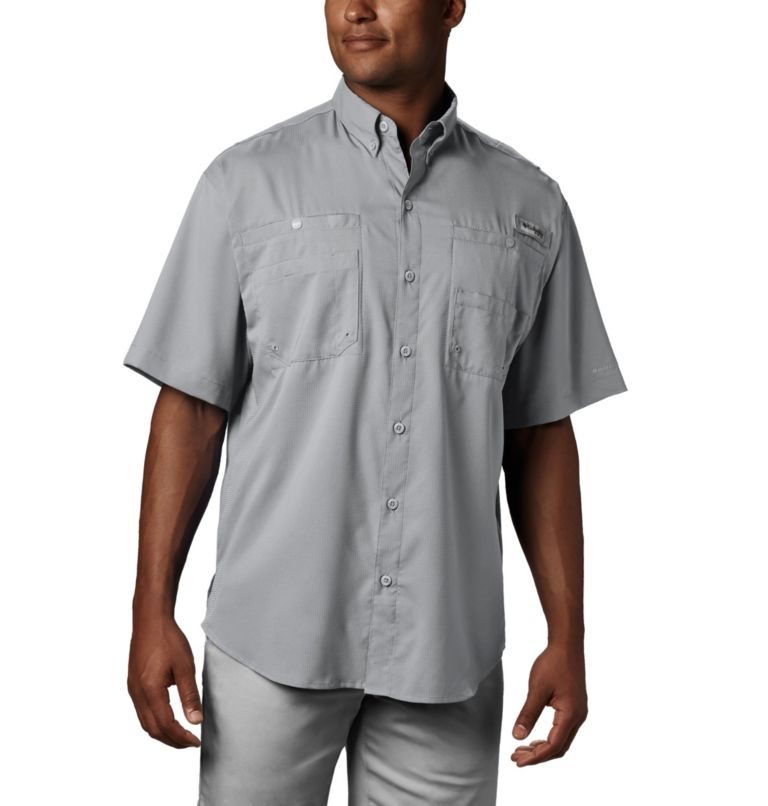 Men\'s Columbia PFG Tamiami II Short Sleeve Shirts Light Grey | CA-E8356