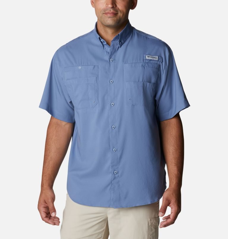 Men\'s Columbia PFG Tamiami II Short Sleeve Shirts Blue | CA-H8640