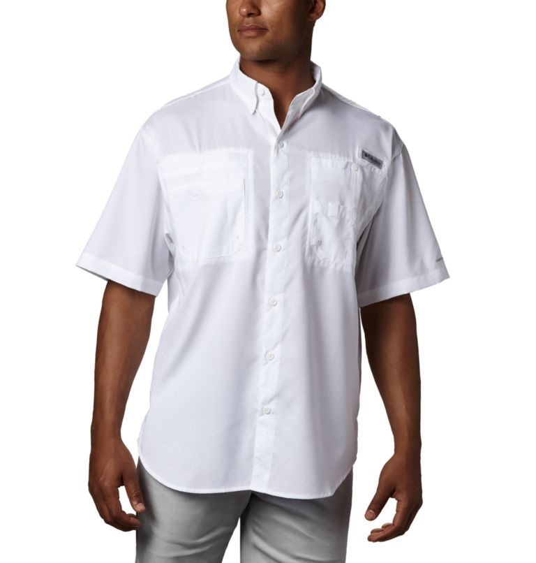 Men\'s Columbia PFG Tamiami II Short Sleeve Shirts White | CA-I368A