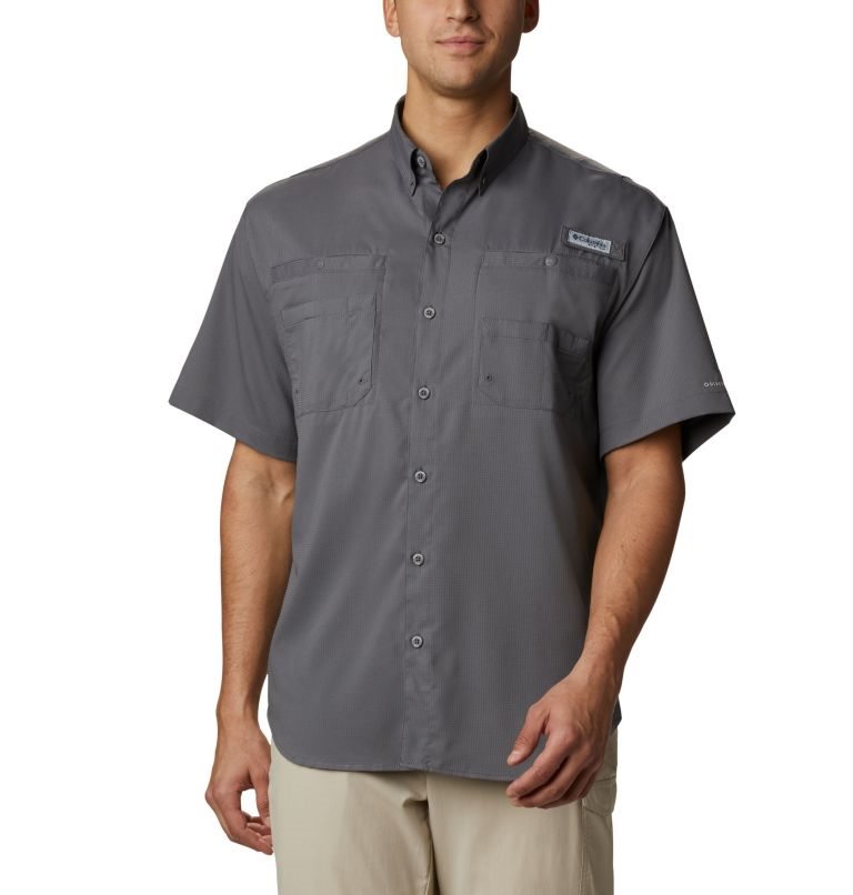 Men\'s Columbia PFG Tamiami II Short Sleeve Shirts Dark Grey | CA-L34LC