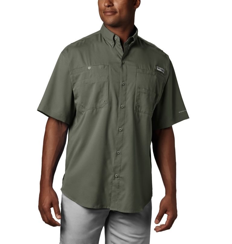 Men\'s Columbia PFG Tamiami II Short Sleeve Shirts Dark Grey | CA-P108A