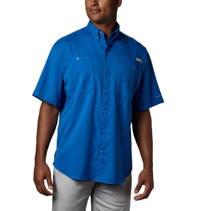 Men\'s Columbia PFG Tamiami II Short Sleeve Shirts Blue | CA-R105C