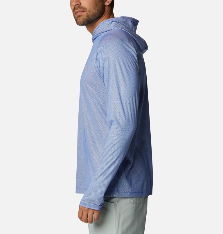 Men's Columbia PFG Terminal Deflector Ice Hoodie Light Blue | CA-L1C43