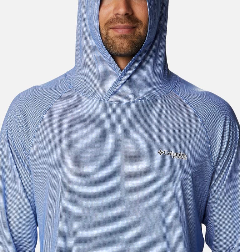 Men's Columbia PFG Terminal Deflector Ice Hoodie Light Blue | CA-L1C43