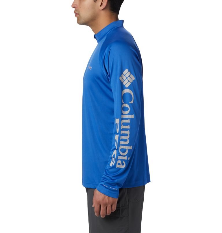 Men's Columbia PFG Terminal Tackle 1/4 Zip Sweatshirts Blue | CA-D3LCA