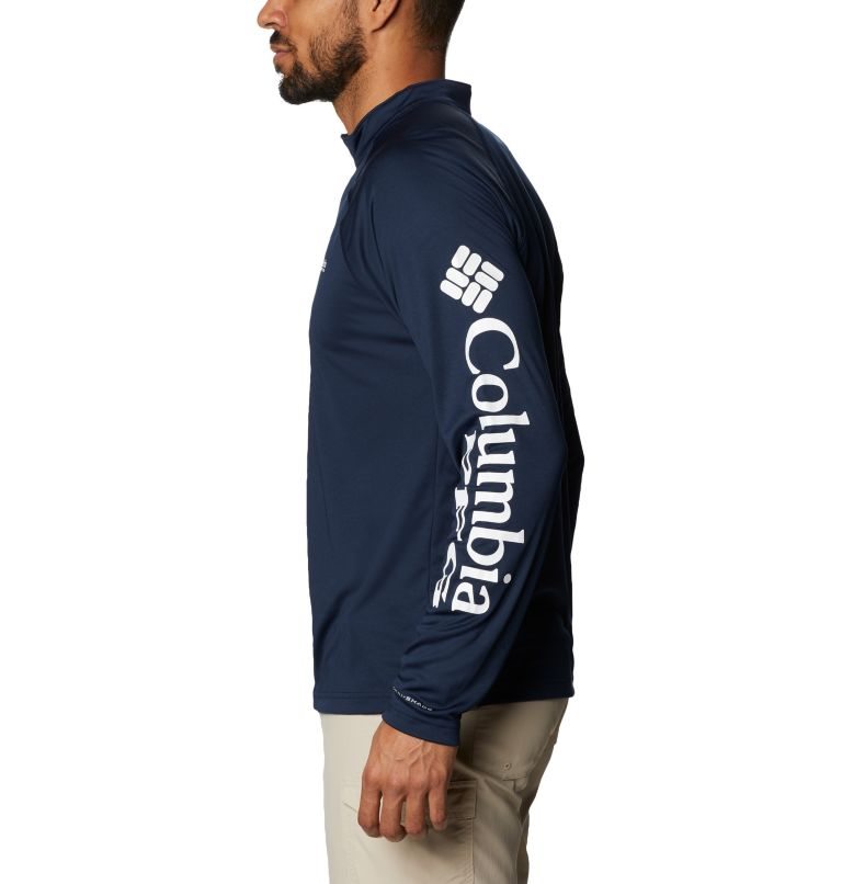 Men's Columbia PFG Terminal Tackle 1/4 Zip Sweatshirts Navy | CA-XC803