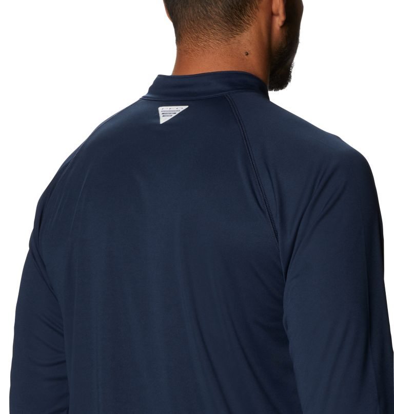 Men's Columbia PFG Terminal Tackle 1/4 Zip Sweatshirts Navy | CA-XC803