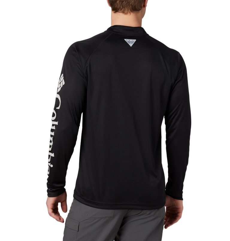 Men's Columbia PFG Terminal Tackle 1/4 Zip Sweatshirts Black | CA-YA465