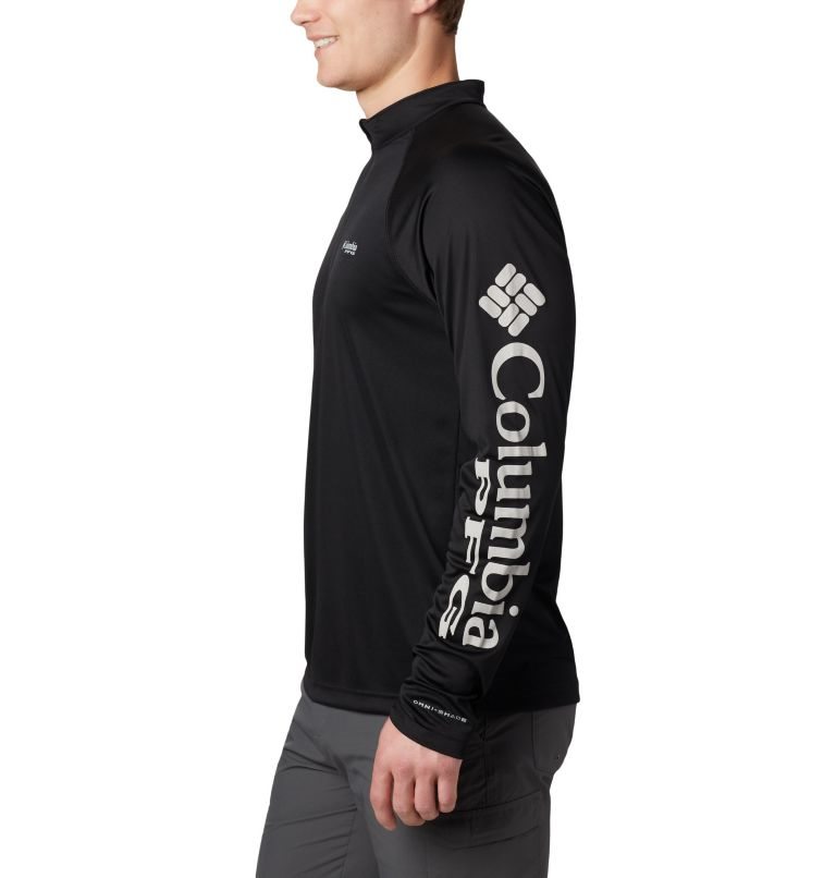 Men's Columbia PFG Terminal Tackle 1/4 Zip Sweatshirts Black | CA-YA465