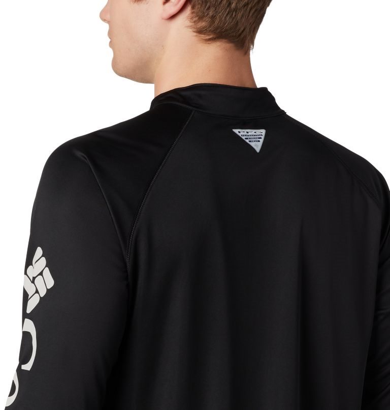 Men's Columbia PFG Terminal Tackle 1/4 Zip Sweatshirts Black | CA-YA465