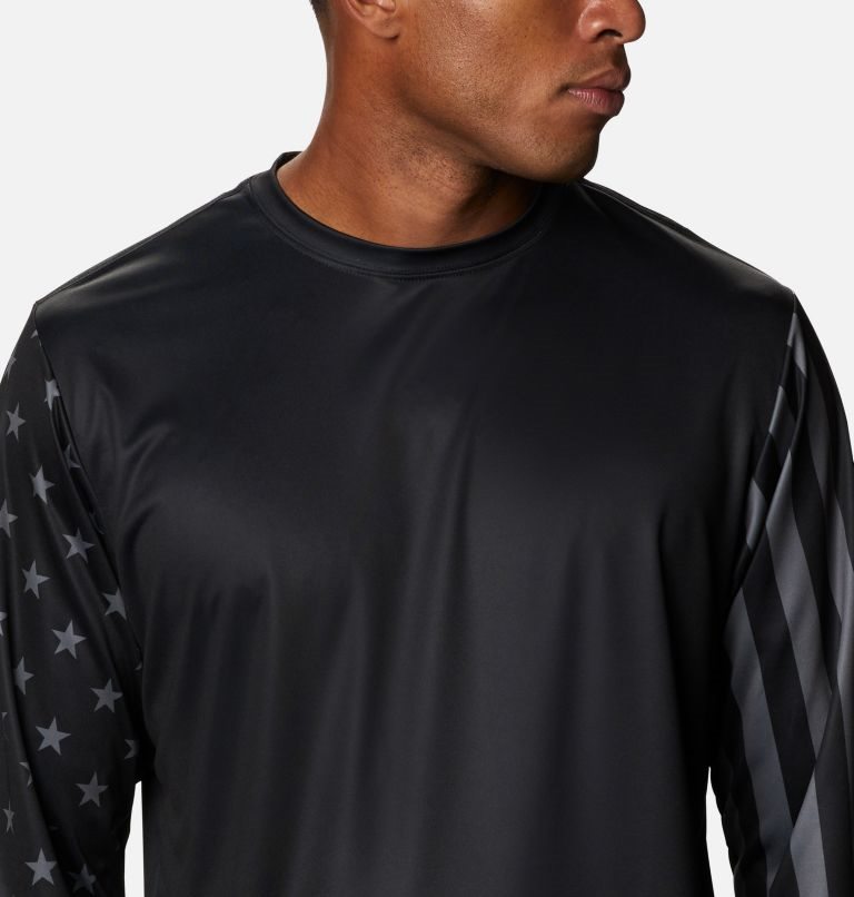 Men's Columbia PFG Terminal Tackle Americana Long Sleeve Sweatshirts Black | CA-A6A0L