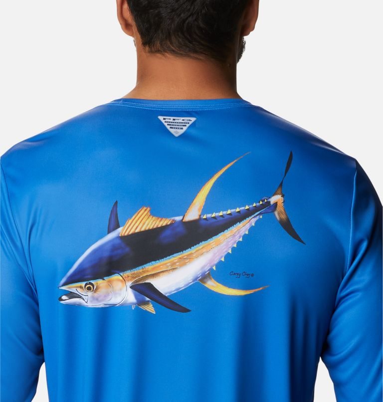 Men's Columbia PFG Terminal Tackle Carey Chen Long Sleeve Sweatshirts Blue | CA-A41LA