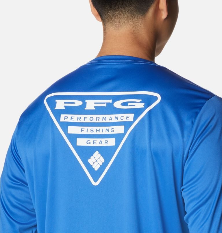 Men's Columbia PFG Terminal Tackle Destination Long Sleeve Sweatshirts Blue | CA-C80C5