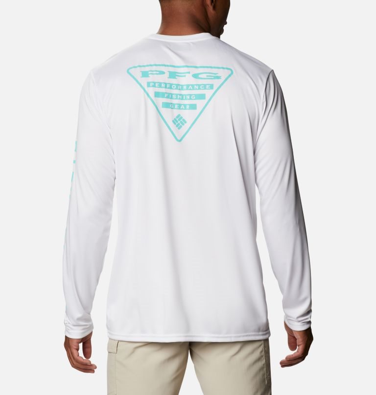 Men's Columbia PFG Terminal Tackle Destination Long Sleeve Sweatshirts White | CA-D041L