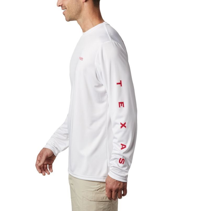 Men's Columbia PFG Terminal Tackle Destination Long Sleeve Sweatshirts White | CA-QA3L0