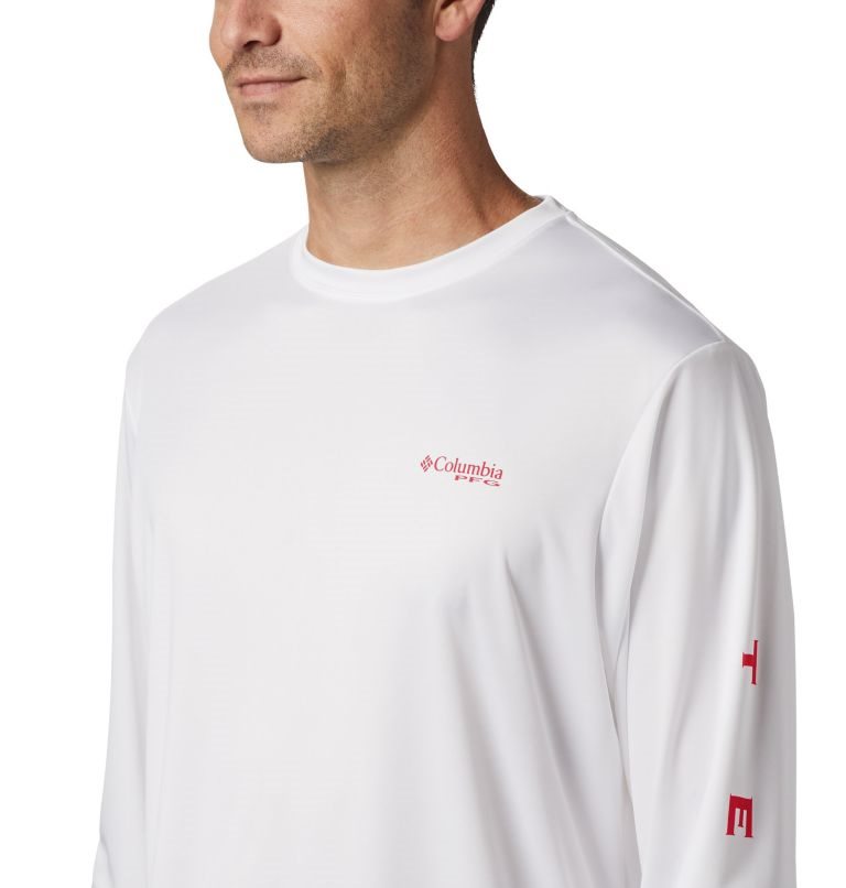 Men's Columbia PFG Terminal Tackle Destination Long Sleeve Sweatshirts White | CA-QA3L0