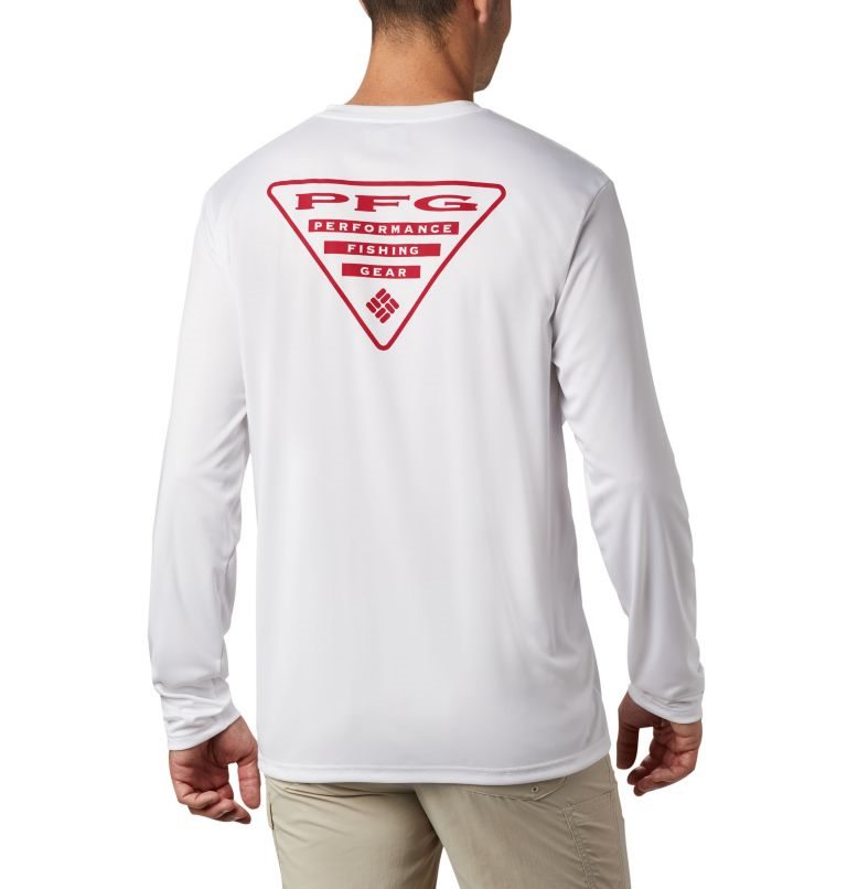 Men\'s Columbia PFG Terminal Tackle Destination Long Sleeve Sweatshirts White | CA-QA3L0