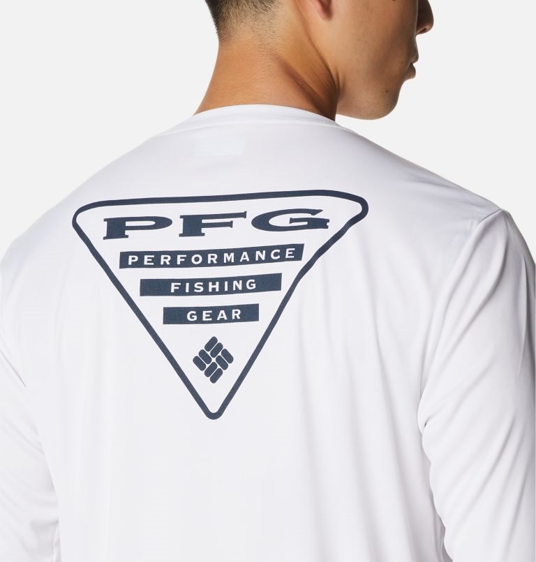 Men's Columbia PFG Terminal Tackle Destination Long Sleeve Sweatshirts White | CA-Y1850