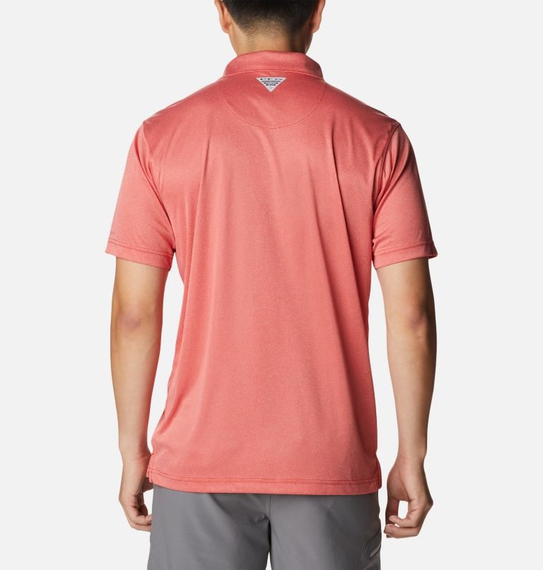 Men's Columbia PFG Terminal Tackle Heather Polo Shirts Coral | CA-J1AL0