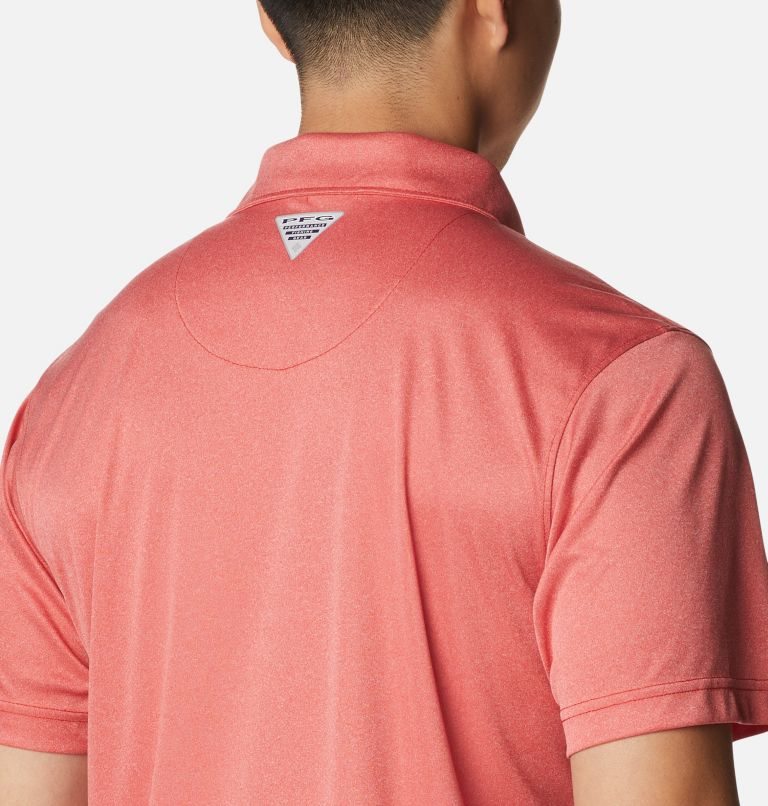 Men's Columbia PFG Terminal Tackle Heather Polo Shirts Coral | CA-J1AL0