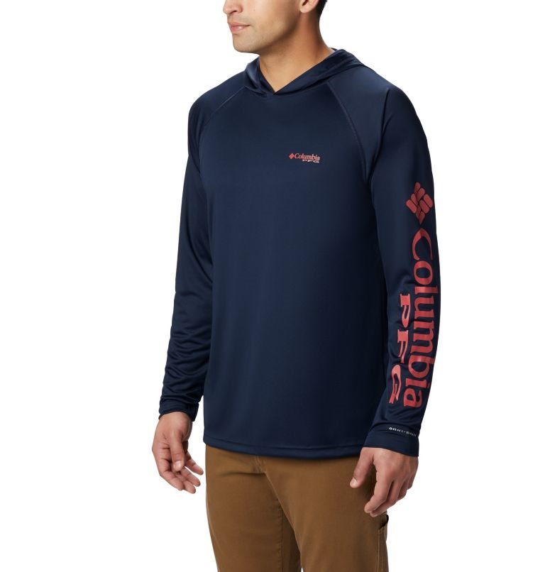 Men\'s Columbia PFG Terminal Tackle Hoodie Navy | CA-J5A14