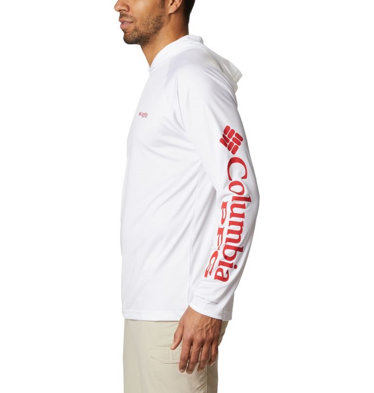 Men's Columbia PFG Terminal Tackle Hoodie White | CA-L3AL6