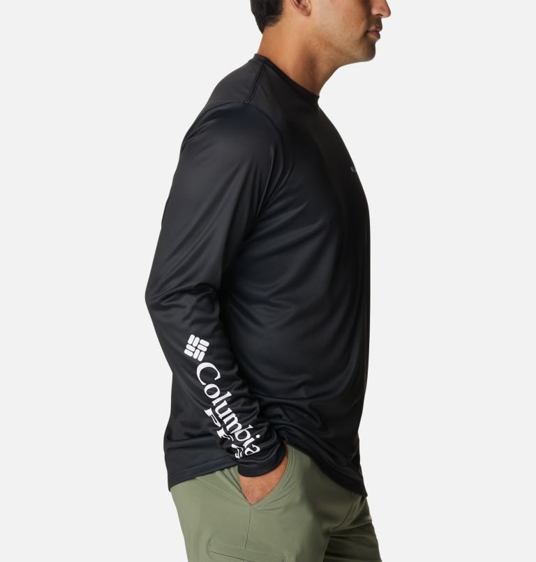 Men's Columbia PFG Terminal Tackle License Plate Long Sleeve Sweatshirts Black | CA-EA685