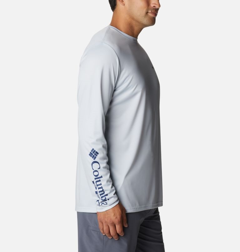 Men's Columbia PFG Terminal Tackle License Plate Long Sleeve Sweatshirts Light Grey | CA-JC835