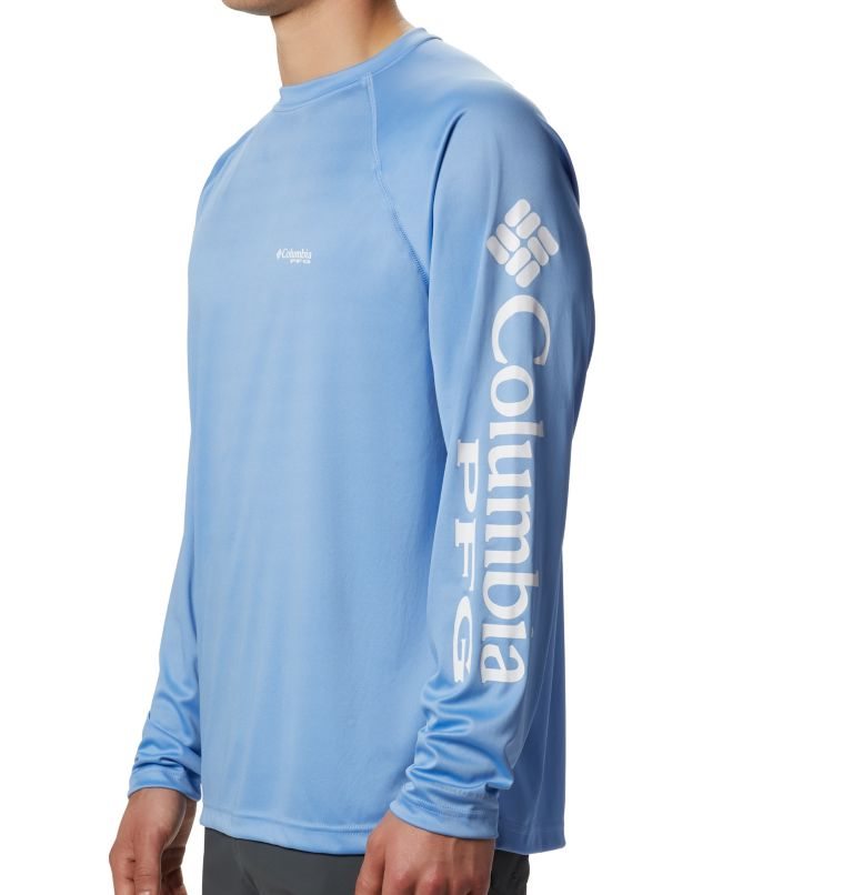 Men's Columbia PFG Terminal Tackle Long Sleeve Sweatshirts Blue | CA-O80C3