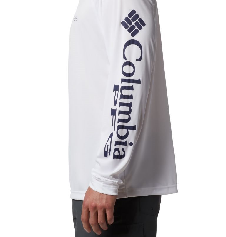 Men's Columbia PFG Terminal Tackle Long Sleeve Sweatshirts White | CA-SA051