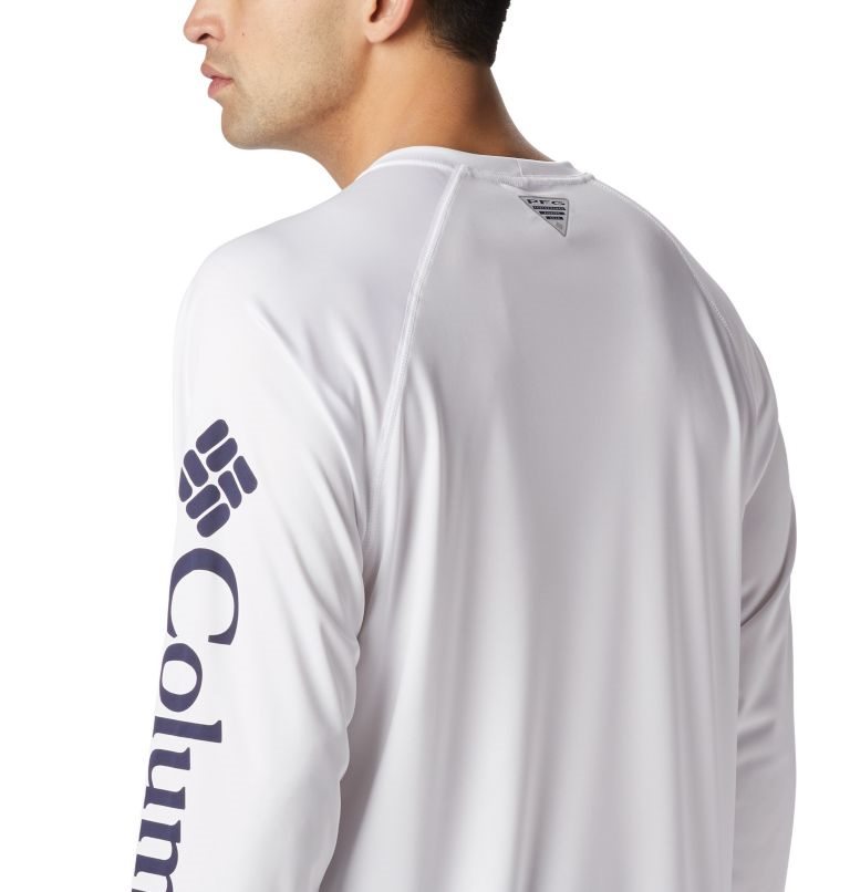 Men's Columbia PFG Terminal Tackle Long Sleeve Sweatshirts White | CA-SA051