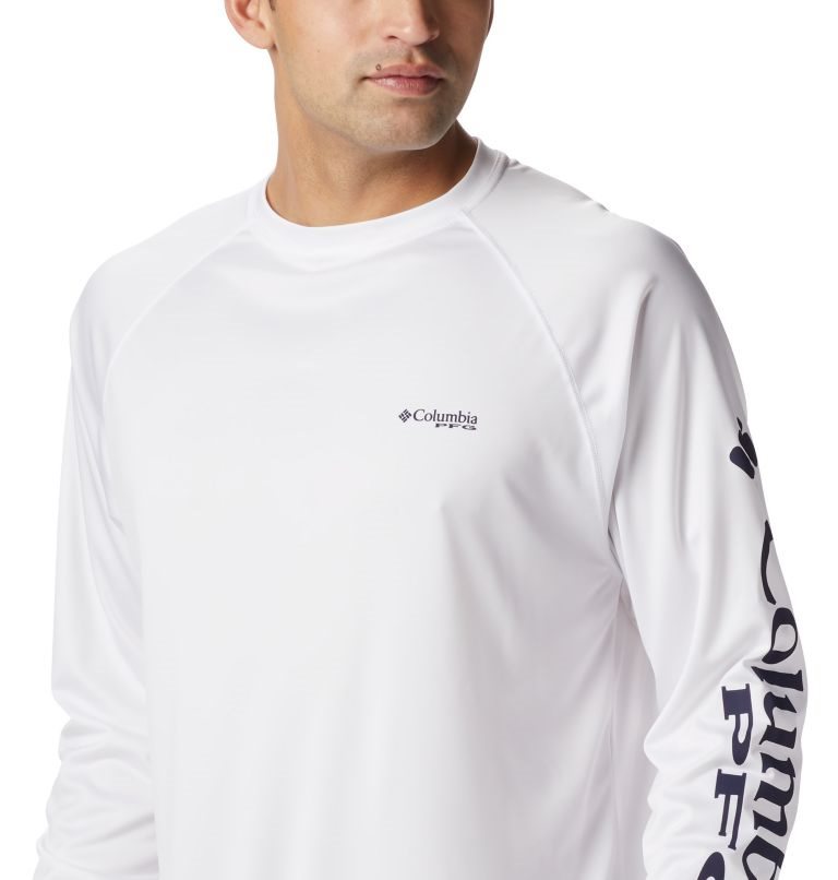 Men's Columbia PFG Terminal Tackle Long Sleeve Sweatshirts White | CA-SA051