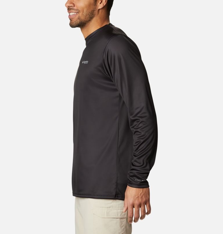 Men's Columbia PFG Terminal Tackle State Triangle Long Sleeve Sweatshirts Black | CA-CC105