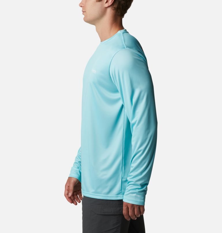 Men's Columbia PFG Terminal Tackle State Triangle Long Sleeve Sweatshirts Turquoise | CA-OLC13