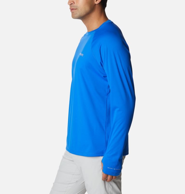 Men's Columbia PFG Zero Rules Ice Long Sleeve Sweatshirts Blue | CA-KC364