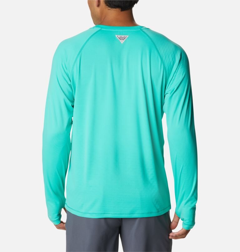 Men's Columbia PFG Zero Rules Ice Long Sleeve Sweatshirts Turquoise | CA-U0C34