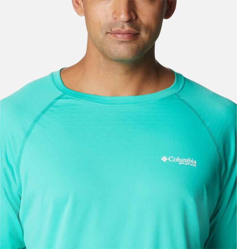 Men's Columbia PFG Zero Rules Ice Long Sleeve Sweatshirts Turquoise | CA-U0C34