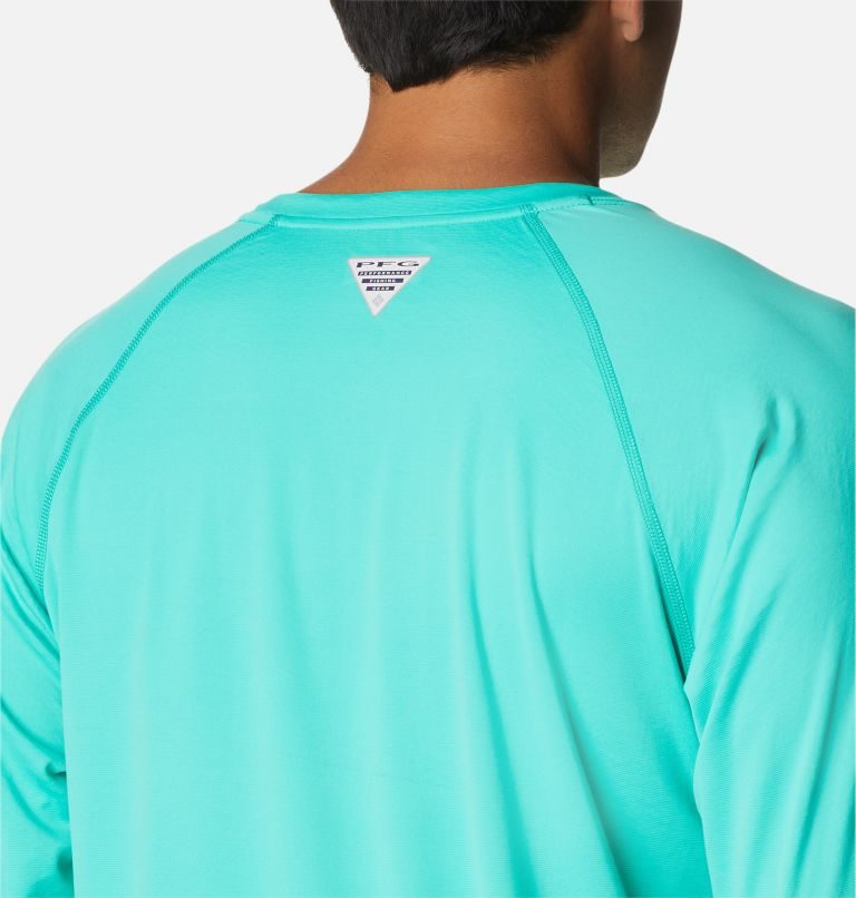 Men's Columbia PFG Zero Rules Ice Long Sleeve Sweatshirts Turquoise | CA-U0C34