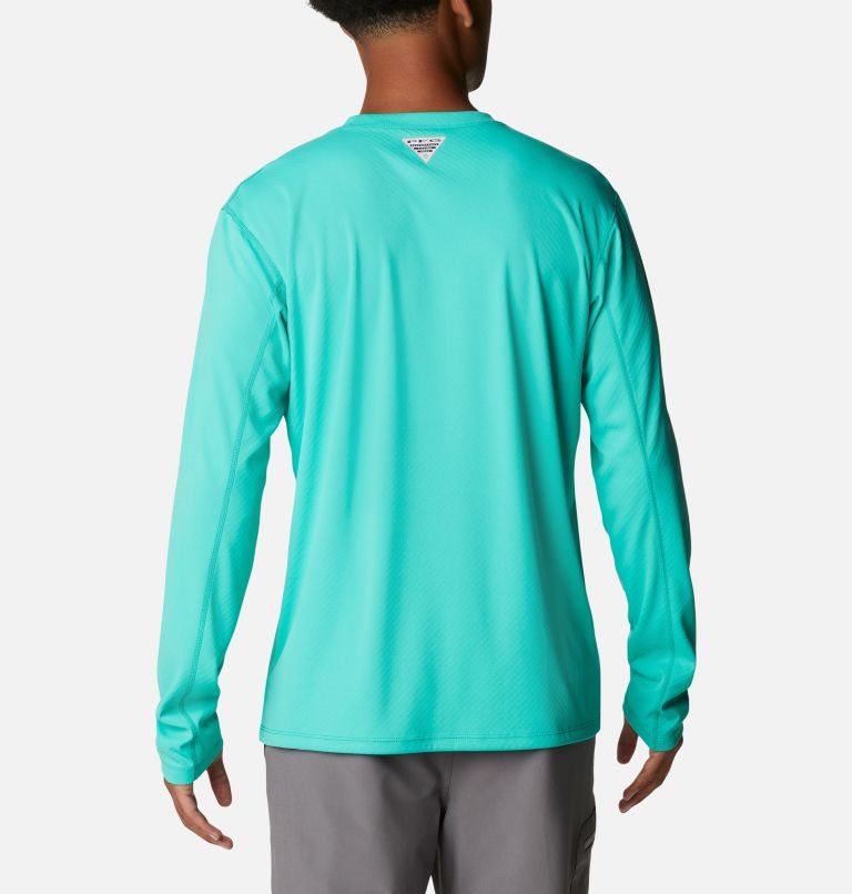 Men's Columbia PFG Zero Rules Long Sleeve Sweatshirts Turquoise | CA-C4L05