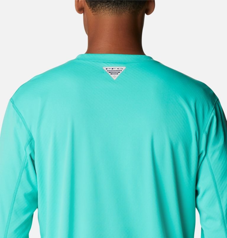 Men's Columbia PFG Zero Rules Long Sleeve Sweatshirts Turquoise | CA-C4L05