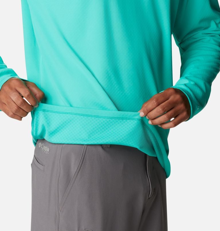 Men's Columbia PFG Zero Rules Long Sleeve Sweatshirts Turquoise | CA-C4L05