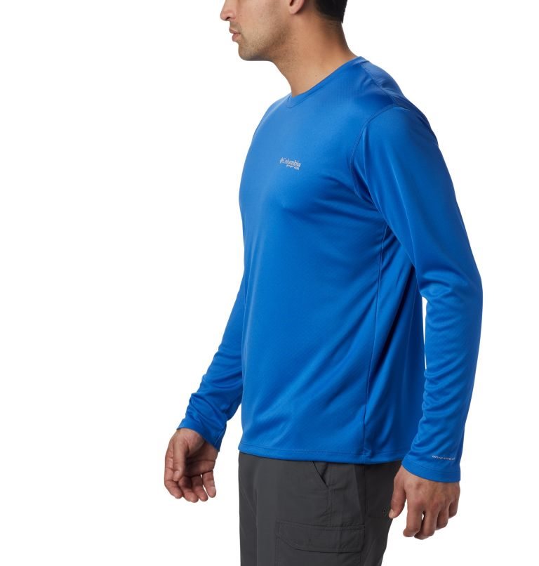 Men's Columbia PFG Zero Rules Long Sleeve Sweatshirts Blue | CA-I50LA