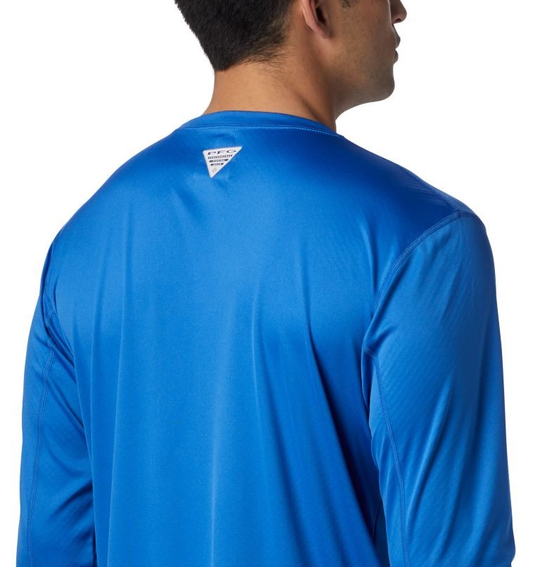 Men's Columbia PFG Zero Rules Long Sleeve Sweatshirts Blue | CA-I50LA