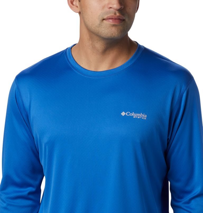 Men's Columbia PFG Zero Rules Long Sleeve Sweatshirts Blue | CA-I50LA