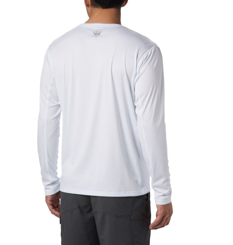 Men's Columbia PFG Zero Rules Long Sleeve Sweatshirts White | CA-NL403