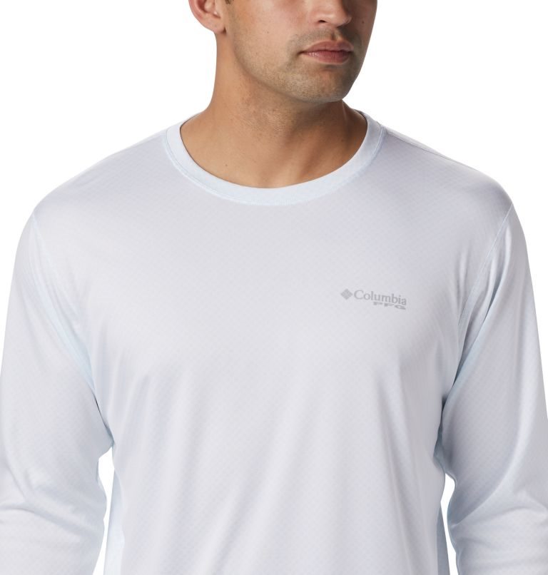 Men's Columbia PFG Zero Rules Long Sleeve Sweatshirts White | CA-NL403