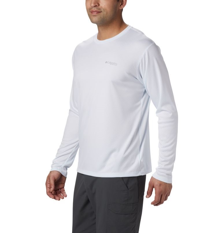 Men's Columbia PFG Zero Rules Long Sleeve Sweatshirts White | CA-NL403