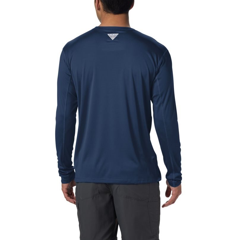 Men's Columbia PFG Zero Rules Long Sleeve Sweatshirts Navy | CA-P34AL