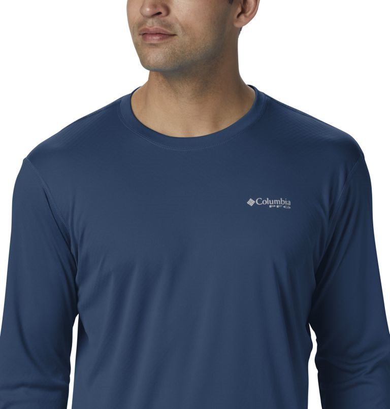 Men's Columbia PFG Zero Rules Long Sleeve Sweatshirts Navy | CA-P34AL